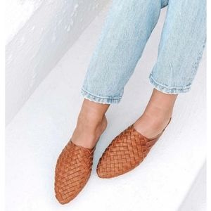 Liberte Tulum Woven Leather Mule In Cognac Size 10